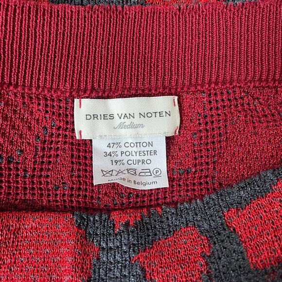 Dries Van Noten Knit Pencil Skirt Rose M Red Grey EUC - Picture 11 of 12